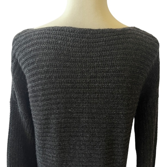 THEORY SWEATER S 100% CASHMERE SCOOP NECK RIBBED CLASSIC COZY CHIC PREPPY GRAY - Picture 6 of 12